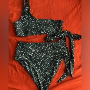 Olive green highwaisted one shoulder bikini medium